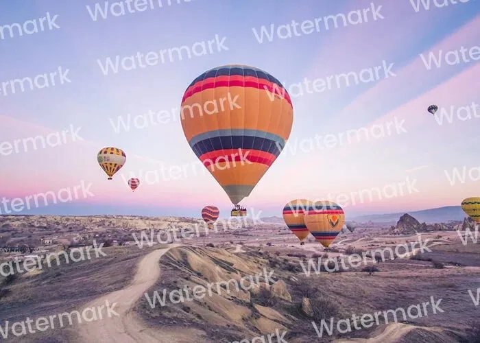 Hot air balloons with a watermark
