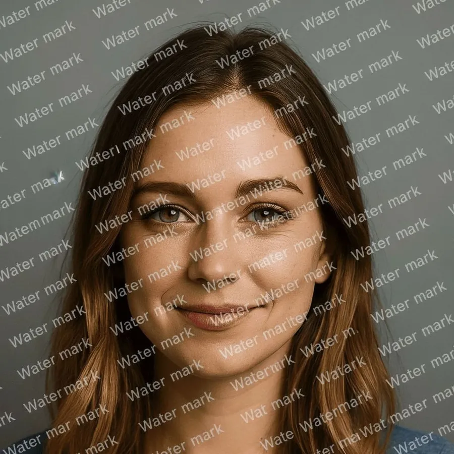Studio portrait with a watermark